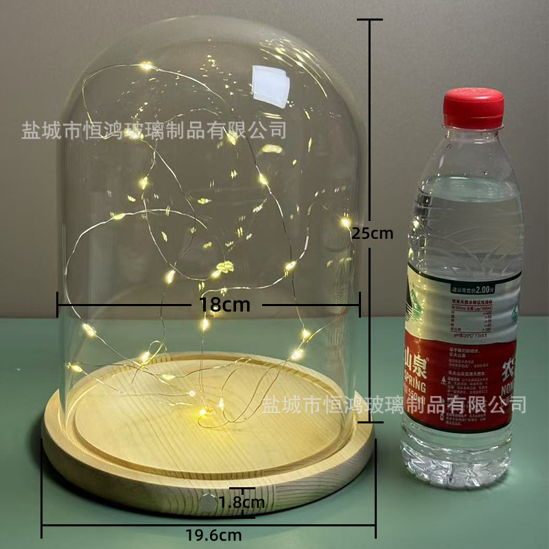 海胆永生花干花侧面触摸开关玻璃罩子底座带灯展示盒手办创意|undefined