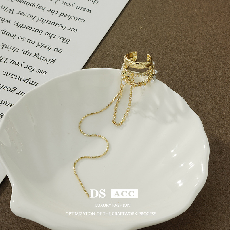 Pearl Ear Clips For Women, Long Tassels Without Piercings, Super Fairy-like Temperament For Round Faces, Slimming Fairy-like Painless Ear Bone Clipsy