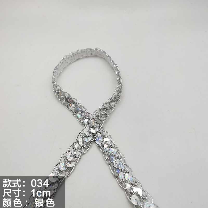 Colorido encaje de oro y plata perlas de triángulo de seda al por mayor de oro y plata cebolla diente borde DIY rendimiento accesorios de ropa estilo étnico cinta