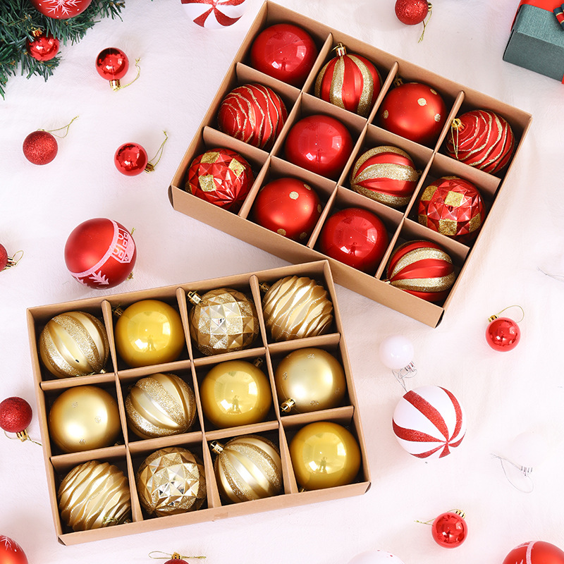 Amazon especial para Navidad galvanoplastia luz bola traje Navidad árbol decoración bola en caja colgante Bola 8cm escena diseño