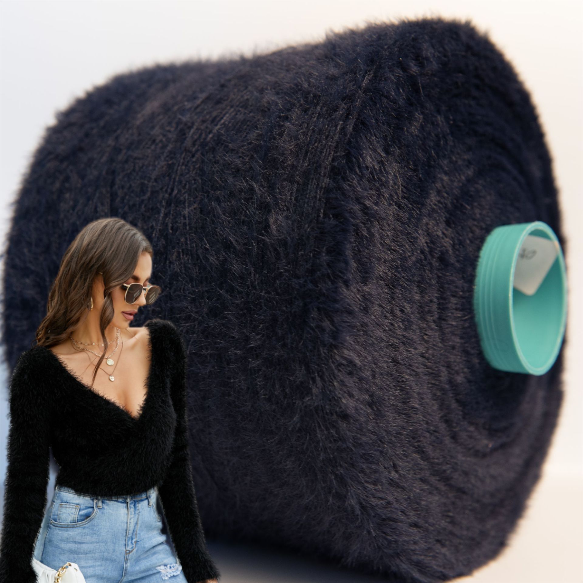 厂家现货1.3公分仿貂花式纱特种纱尼龙羽毛纱尼龙冬装毛衣不掉毛