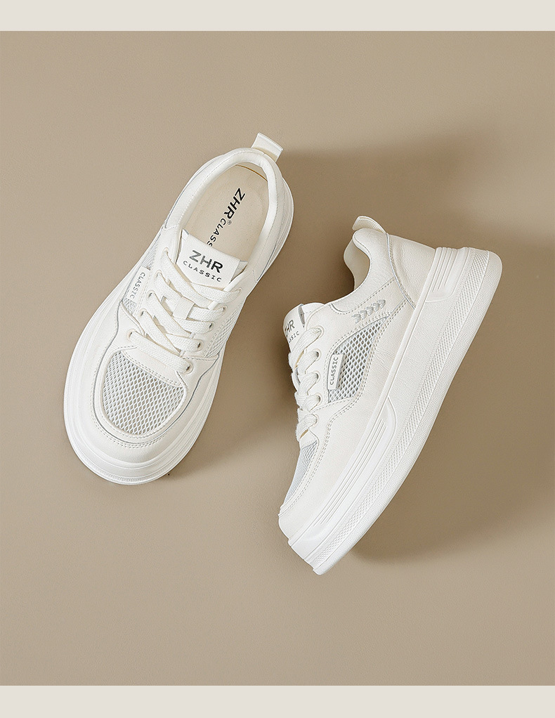 Giày sneaker nữ chunky đế dày tăng chiều cao 4cm, lưới thoáng khí siêu nhẹ — AL35E mét màu bạc chi tiết 18