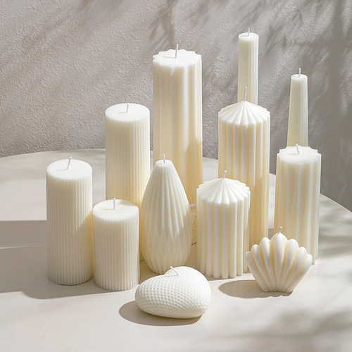 Cross-border best-selling creative Nordic-style minimalist striped candles, handmade 3D scented decorative candles