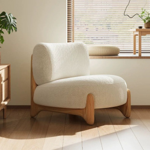 Balcony Living Room Single Sofa Chair Designer Homestay Rest Area Reception Lazy Solid Wood High-end Log Leisure Chair