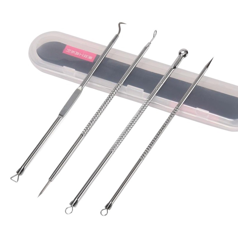 Chapado en oro rosa aguja acné aguja espinilla aguja acné apretón acné 4 herramientas traje portátil herramientas de belleza