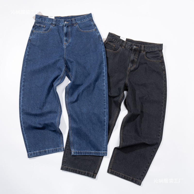Cross-border autumn collection: new Carhartt WIP wide-leg straight-cut jeans with classic logo, loose-fitting denim pants