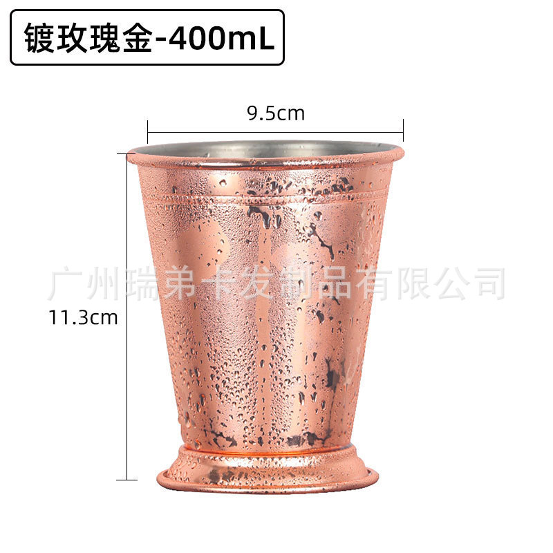 Venta caliente transfronteriza Copa de Moscú taza de mula 304 acero inoxidable chapado en cobre punto de martillo taza desnuda copa de vino copa de cóctel taza