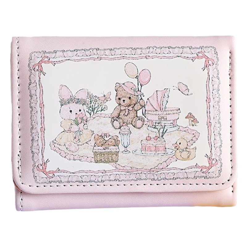 Chica sueño Primavera Picnic serie conejo oso billetera lindo diseño original anti-desmagnetización multi-tarjeta magnética hebilla