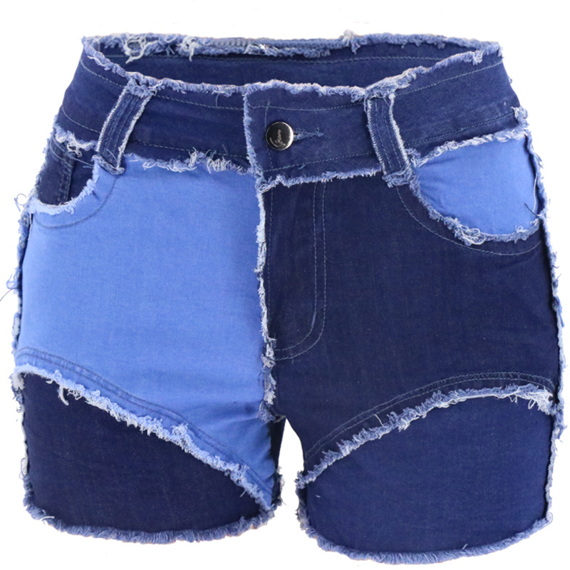 2023 verano suministro directo de fábrica europeo y americano Amazon nueva alta calidad multi-color costura estiramiento ropa de mujer pantalones cortos de mezclilla