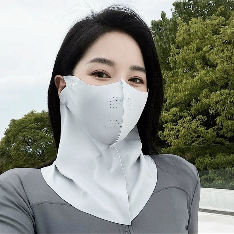 首をカバーする高見え日焼け止めマスク、夏用紫外線防止ネックプロテクター、女性用一体型アイスシルクフルフェイスサンシェード夏|undefined