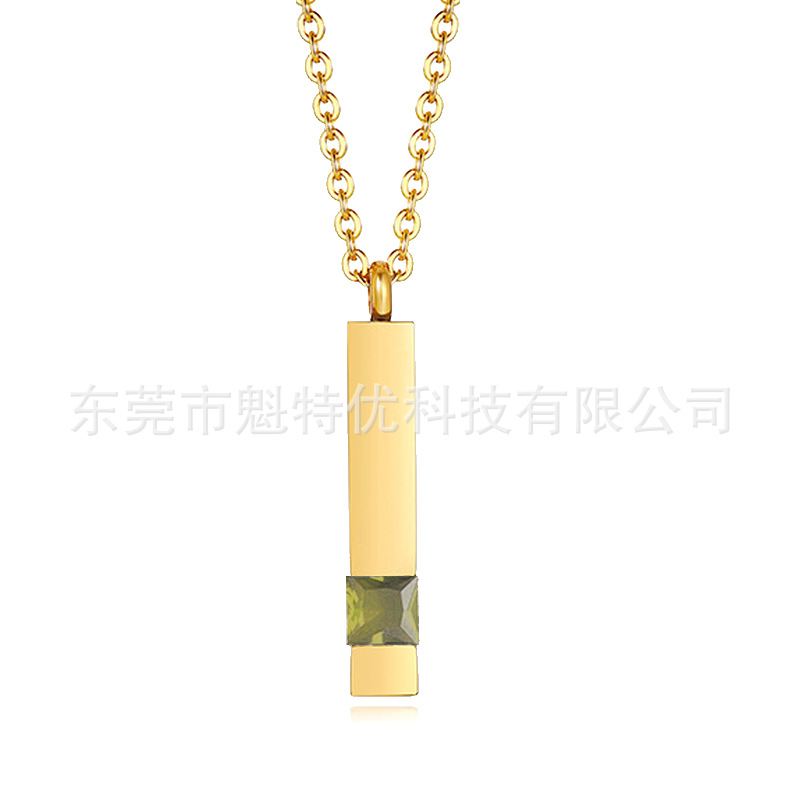 Coreano simple diamante perfume colgante ataúd cinerario Collar cinerario de piedra conmemorativa geométrica elegante de acero de titanio