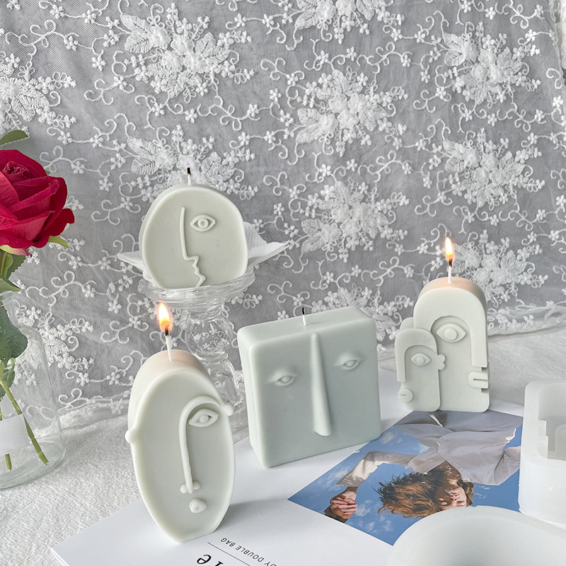 Jiahuimei irregular abstracto cara aromaterapia vela molde de silicona jabón hecho a mano yeso decoración epoxi herramienta abrasiva