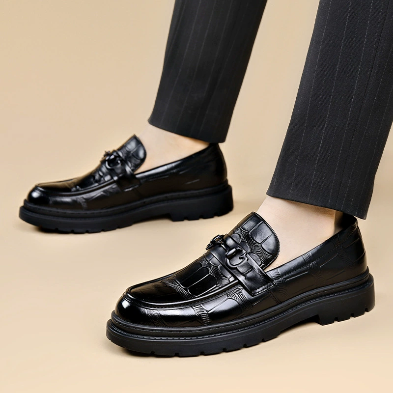 Men's Genuine Leather Dress Shoes in Black, Stylish Trendy Casual Footwear for Men