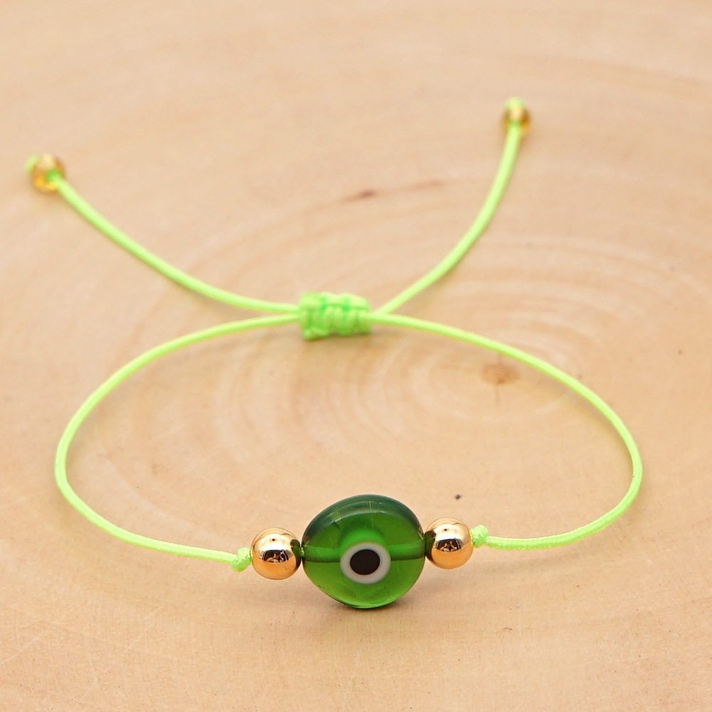 bohemian style glass demon eye acrylic gold bead bracelet
