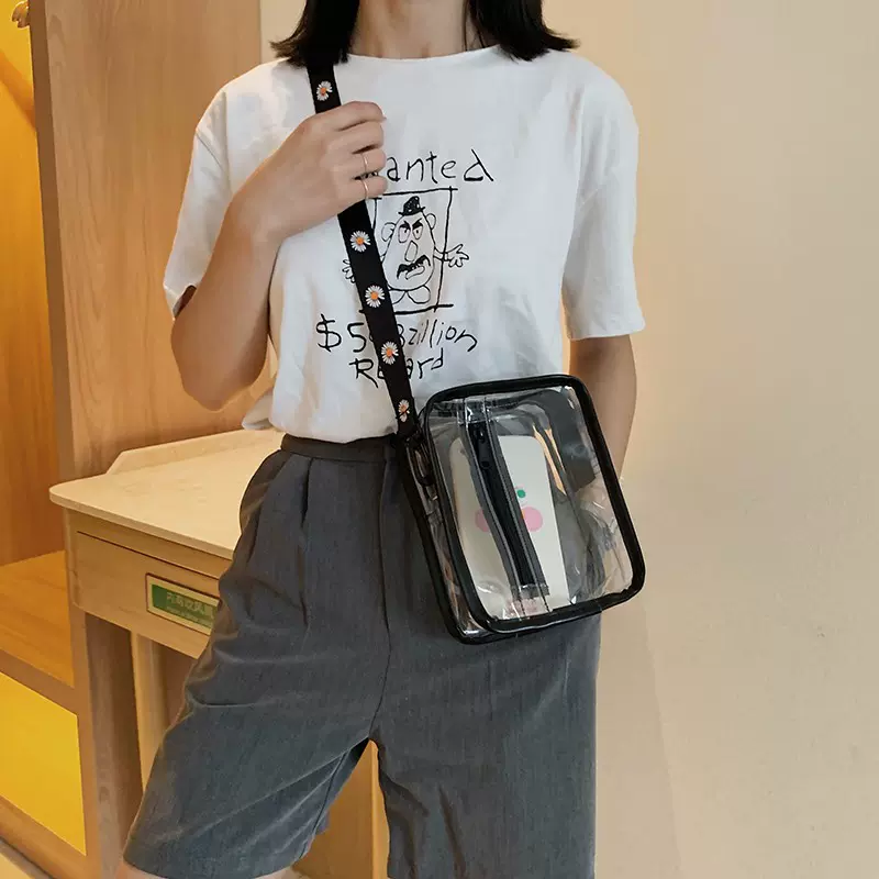 今年流行韩版透明手机包新款时尚PVC小雏菊单肩斜挎包女外贸批发