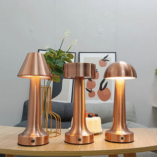 Touch LED rechargeable bar creative dining table hotel atmosphere USB bedside night light personalized metal mushroom table lamp