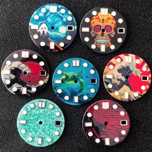Enamel 28.5mm diameter dial SKX007 modified logo-free dial green luminous suitable for NH35 movement
