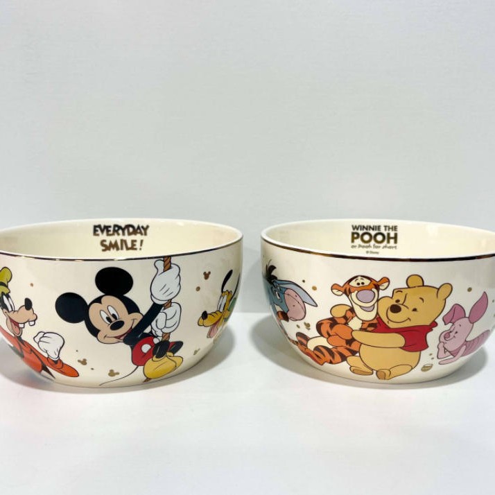 Juego de Vajilla de Cerámica con Diseño de Oso Mickey y Fresas, Tazón y Plato de Alta Calidad, en Caja de Regalo, para Uso Doméstico, Tazón de Fideos con Diseño de Dibujos Animados para Niñas