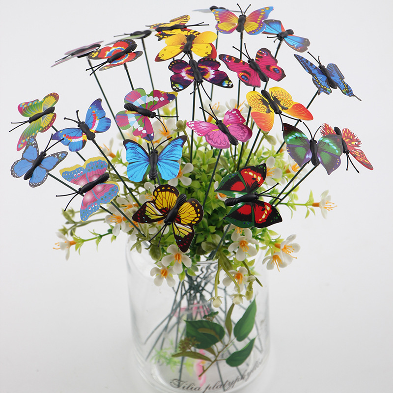 3d three-dimensional pvc simulation butterfly outdoor garden decoration creative gardening layout simulation stick butterfly factory
