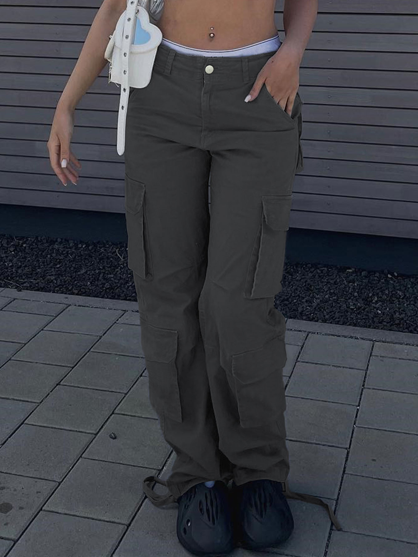 Vaqueros mujer tiro alto estilo workwear de pierna recta y ancha_voghion.com
