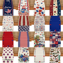 跨境热销美国独立日桌旗国庆节装饰家居厨房餐桌布客厅茶几桌布