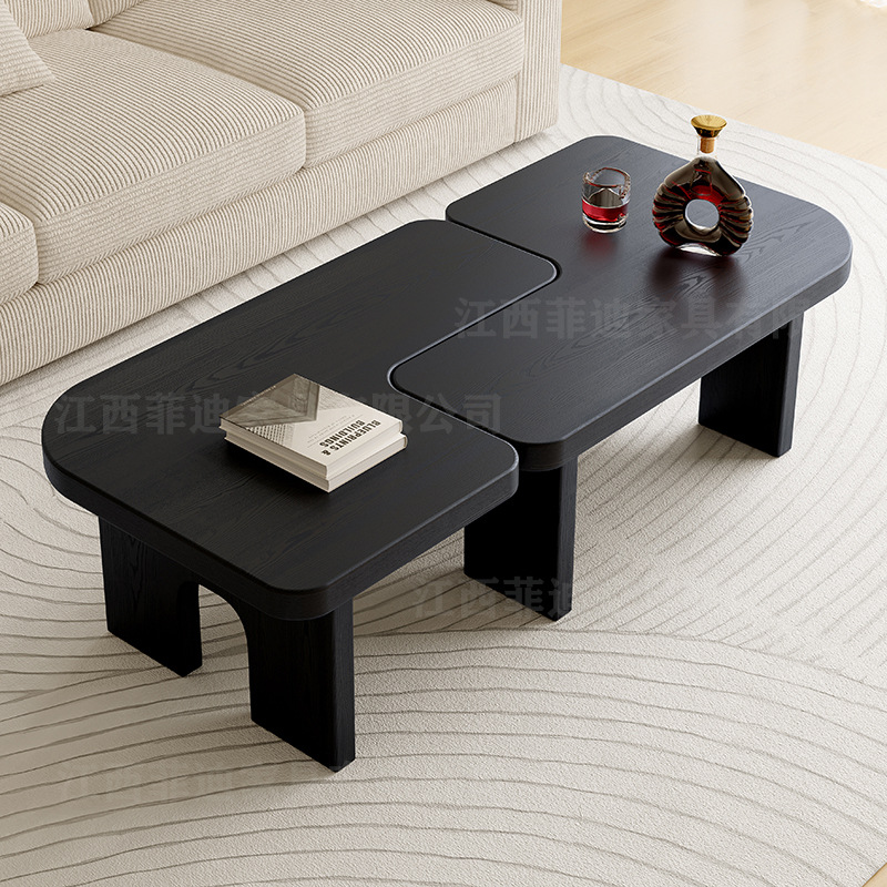 Small Coffee Table Original Black Tea Table Solid Wood Design Sense Alien Creative Low Side Table for Home
