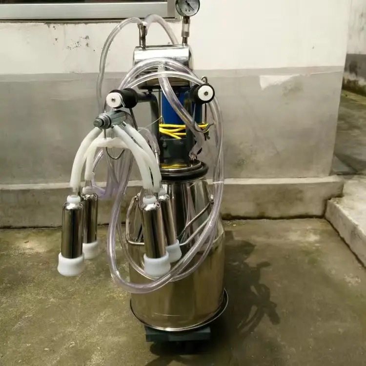 Máquina de ordeño tipo bomba de vacío móvil tipo pistón de cuatro extremos máquina de ordeño de succión de leche equipo de cría para vacas, ovejas y camellos