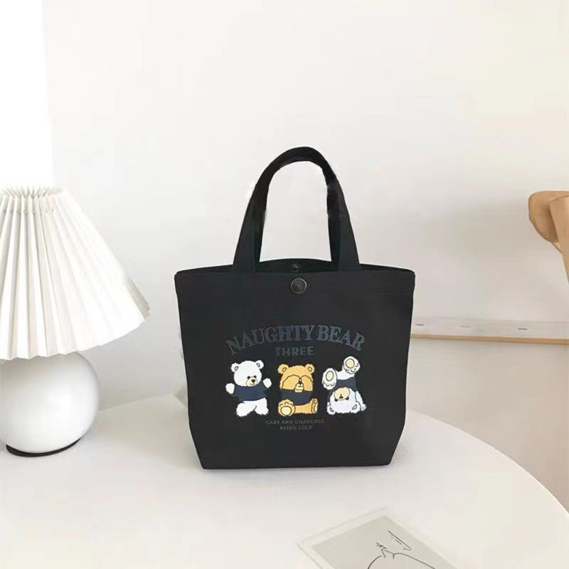 Canvas bag, small and versatile handbag, female student lunch box bag, simple hand-held bag, office worker lunch box bag undefined