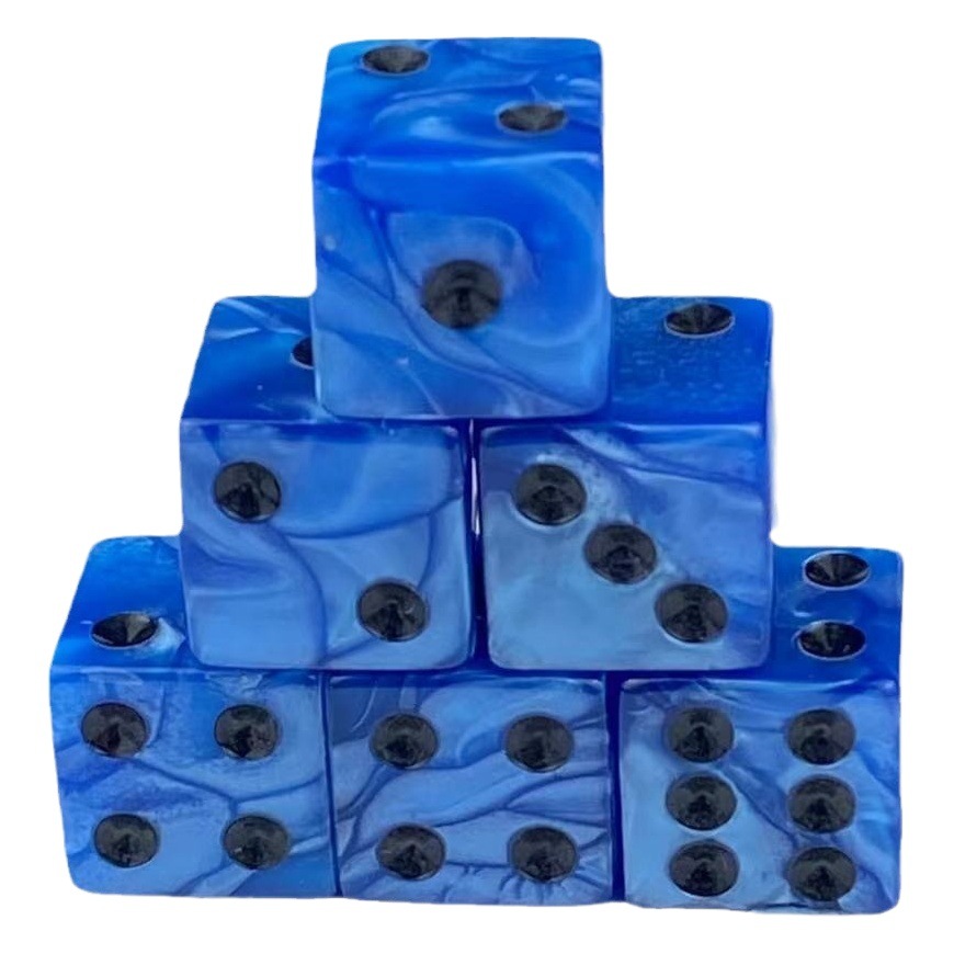 Wholesale high quality color Pearl pattern acrylic Dice Bar KTV entertainment dice 16mm square corner dice