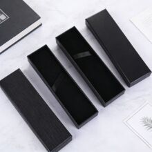 现货热销长方形天地盖钢笔包装盒定logo商务礼品绒布高档黑色笔盒