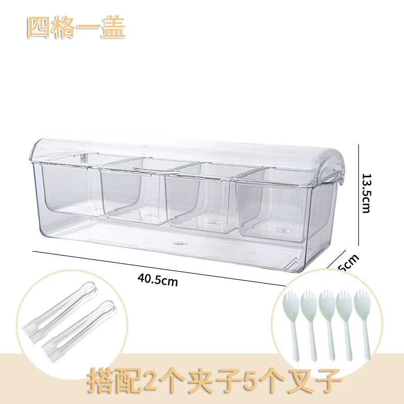 Kitchen storage box Double layer transparent rectangular with lid fresh storage box Sushi fruit salad food storage box Wholesale