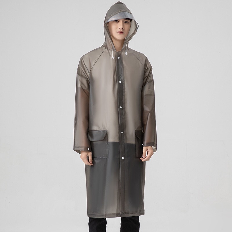 Adult Men's and Women's Thickeneded Environmentally Friendly Eva Long Raincoat Outdoor Large Brim Reflective Strip Flap Pocket Pants Hiking Raincoat Poncho