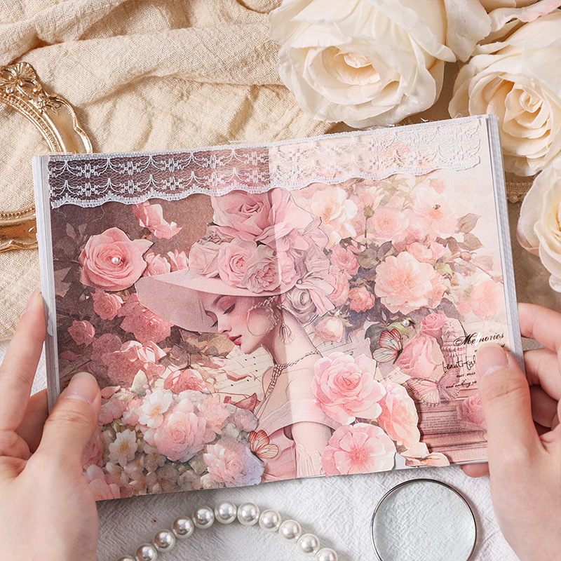 Papel de flores de ensueño no adhesivo DIY retro cuaderno de mano papel de fondo decoración papel de fondo mensaje de nota