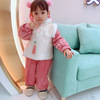Set, winter children's Hanfu, ethnic fleece dress, 2023, children's clothing, ethnic style
