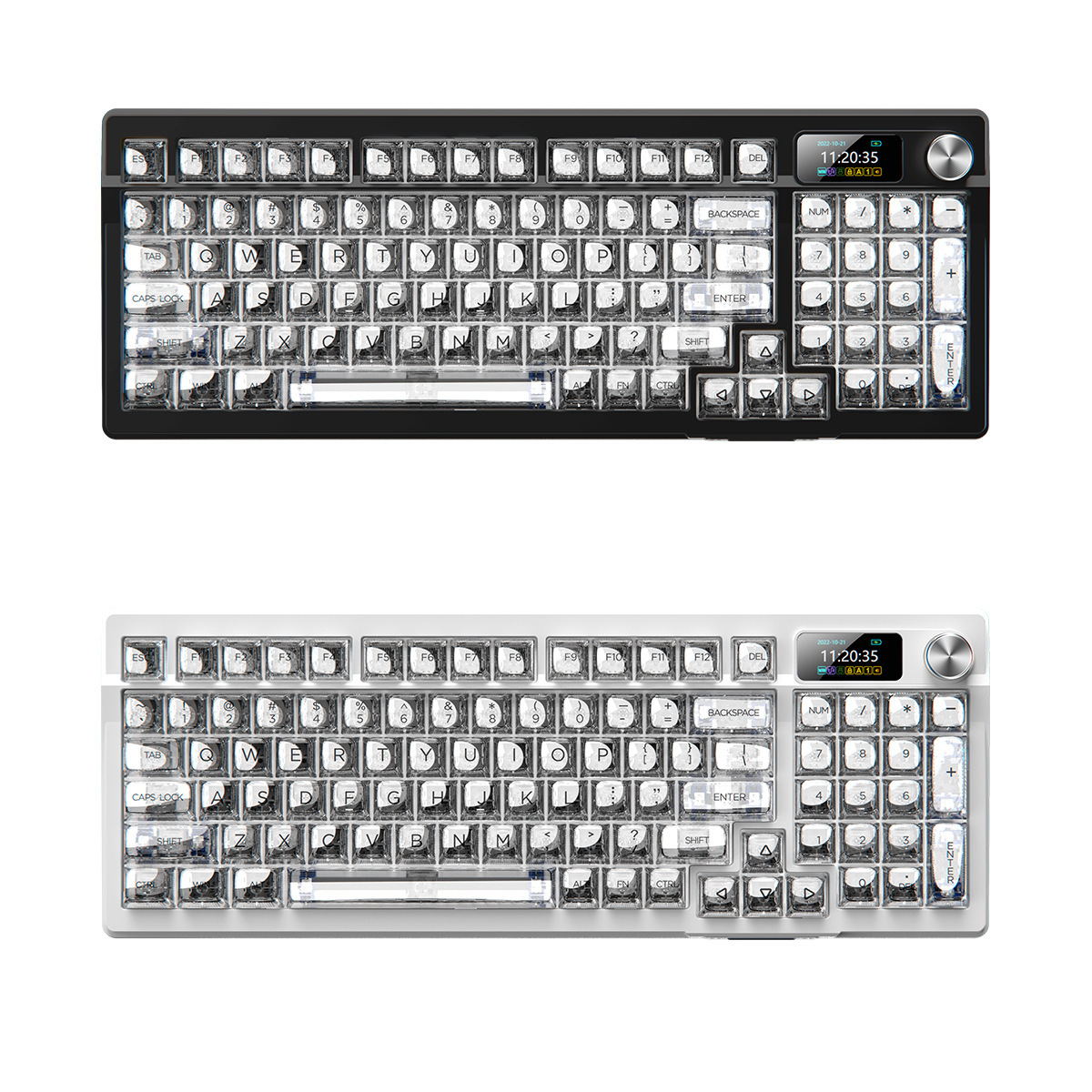 Y95D transparente inalámbrico bluetooth triple modo teclado mecánico 98 matriz RGB cableado juego junta periférico de computadora