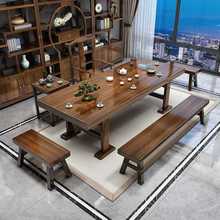 实木大板茶桌椅组合一桌五椅家用茶几茶台烧水壶一体办公室泡茶桌