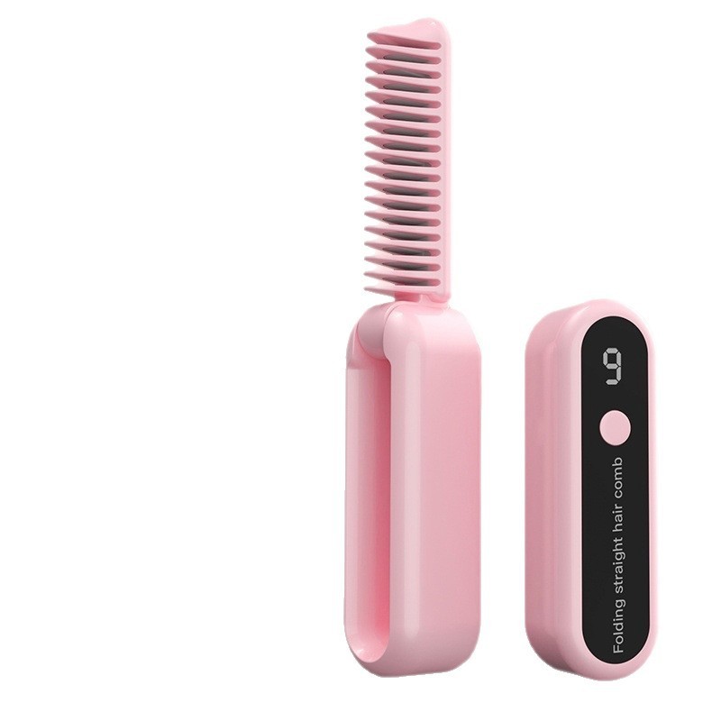 クロスボーダー新しいストレートヘアコームワイヤレスUSB充電ヘアコームを傷つけない折りたたみ式ポータブルストレージマイナスイオンヘアアイロン|undefined