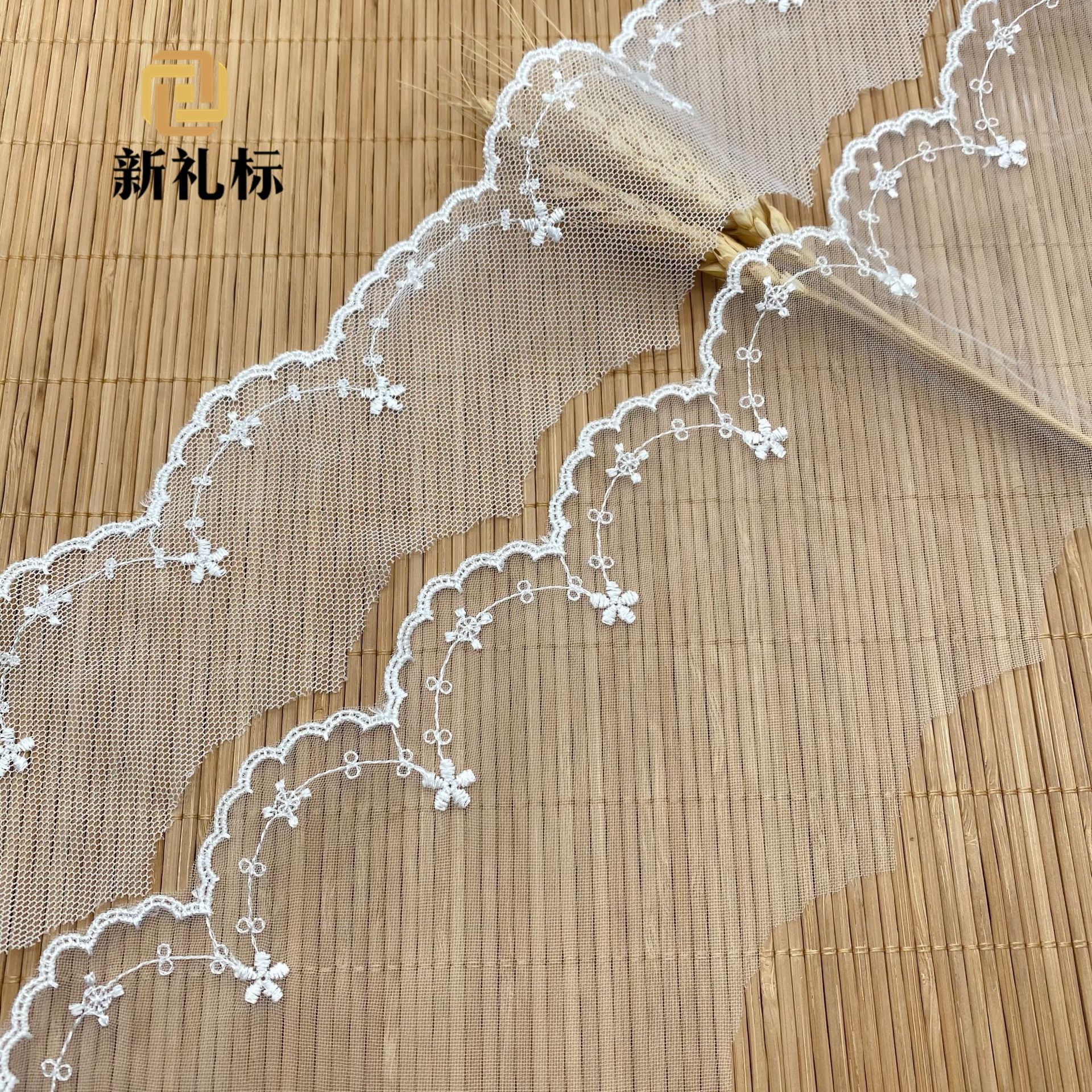 新品网纱花边服装辅料lace刺绣水溶百搭花朵波浪洛丽塔裙边娃衣