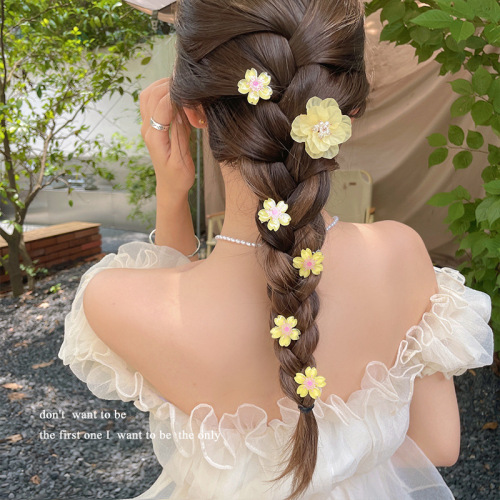 Charming Fairy Tale Cherry Blossom Hair Pin Kids' Headband Sweet Princess Braided Hair Clip Summer Girl Cute Flower Edge Hair Clip
