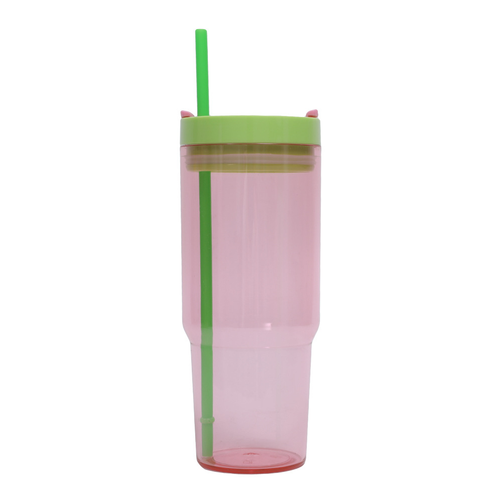 Taza de coche de comercio exterior transfronteriza de 40oz Taza de plástico gigante Juego de tres piezas con pajita Taza de agua de gran capacidad y alto valor