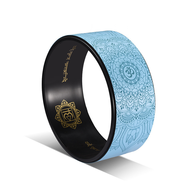 하늘색 PU 만다라 꽃 + 황금 산스크리트어