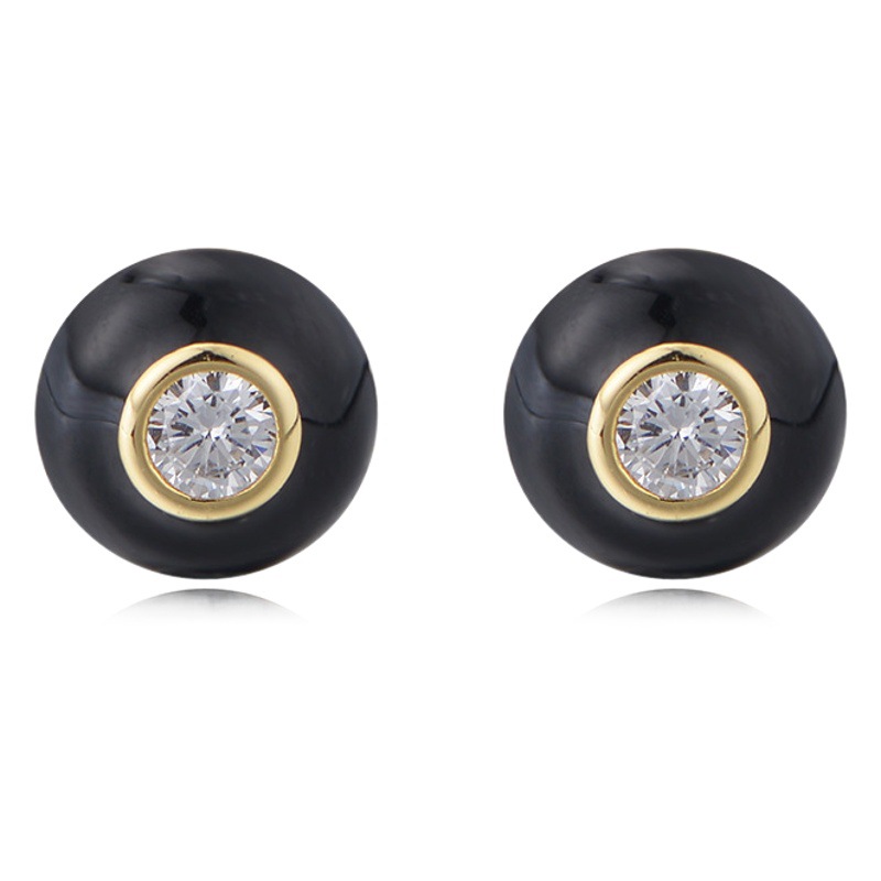 S925 plata esterlina simple retro redondo solo diamante Zircon pendientes hembra europea y americana ins nicho diseño gota pendientes de aceite