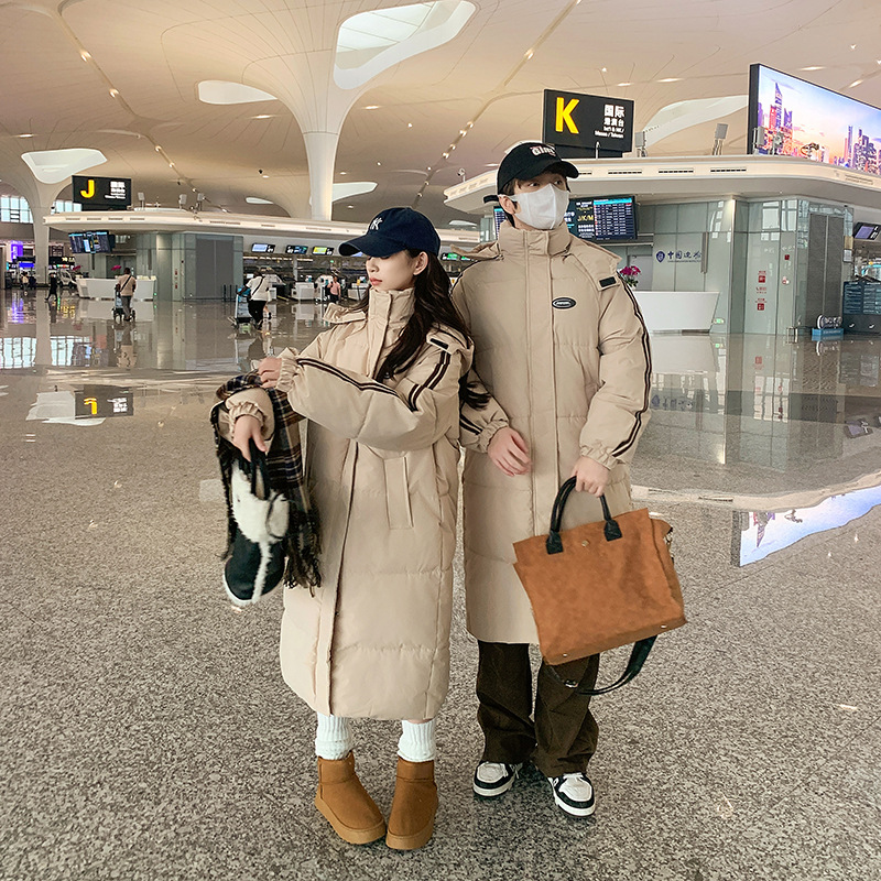 2024 hombres y mujeres chaqueta de algodón de pluma mujer larga encapuchada chaqueta de algodón coreana chaqueta de algodón suelta chaqueta de pan chaqueta de estudiantes moda image 4