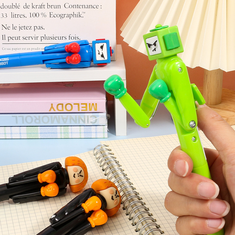 Tiktok Venta caliente divertido boxeo pluma gel pluma de dibujos animados divertido empuje lindo Escuela Primaria estudiante descompresión bolígrafo