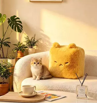 Oyuncaq yastıqlar Moldy Tofu Plush Pillow Cute - ginger-yellow-25cm