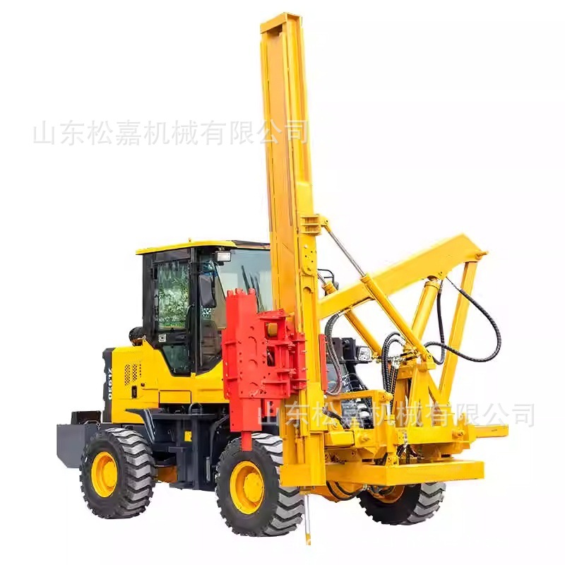 Pequeña máquina de pilotes de barreras puente de autopista barreras municipales dibuja máquina de pilotes de perforación máquina de pilotes de barreras onduladas