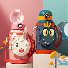 Gift box smart children's thermos cup 316 stainless steel one cup four-lid student straw cup children's water cup wholesale