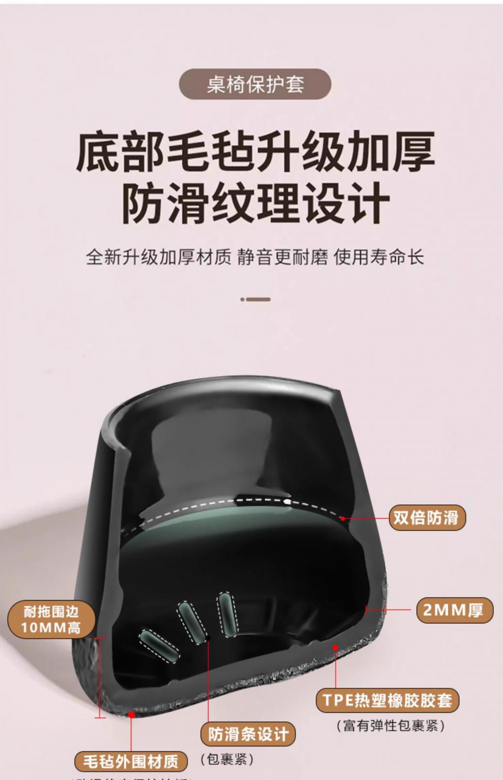 Silent Chair Leg Pads, Thickened and Wear-Resistant, Dining Table Leg Covers, Table Leg Protectors, Silicone Covers for Table Legs and Stool Legs, Chair Leg Covers