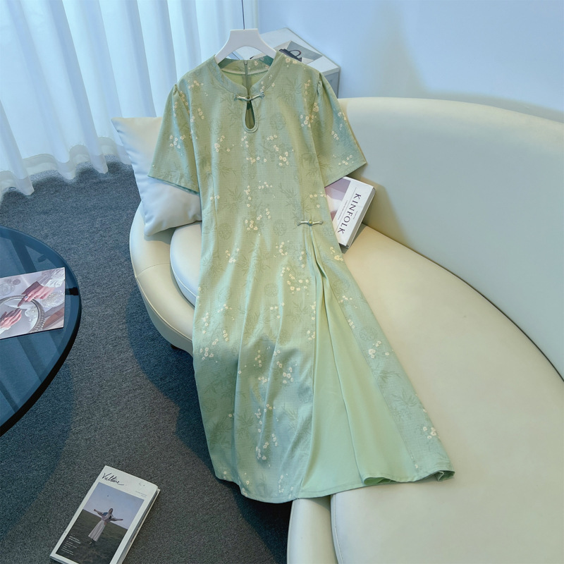 バスト150大きいサイズの女性服太ったmmプラスファット夏の新しいファッション国民風ドレス300ポンド2805|undefined