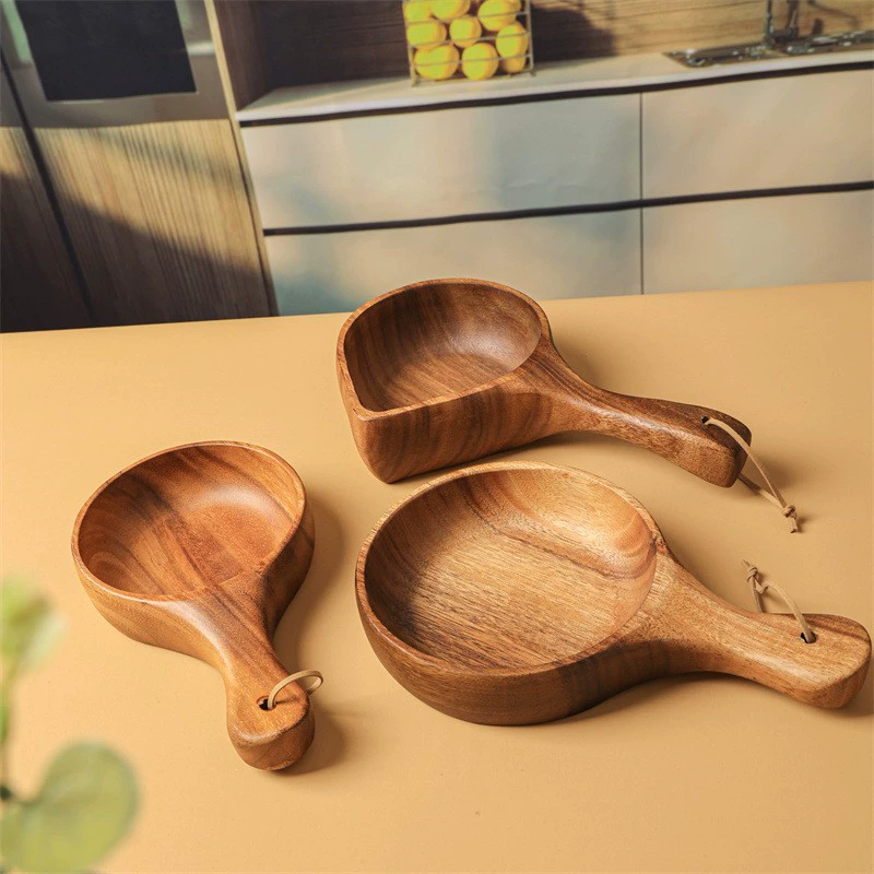 Корейская ручка, ladle из натурального дерева, большая мерная ложка